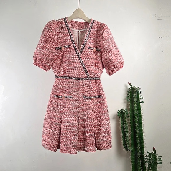 MAJE Renetia Tweed Puff-Sleeve Mini Dress - Picture 2 of 13